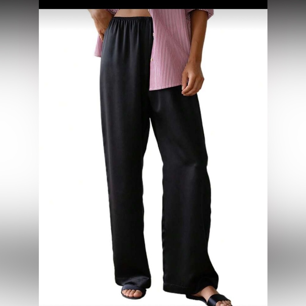 Shien Silk tie pants black NWT